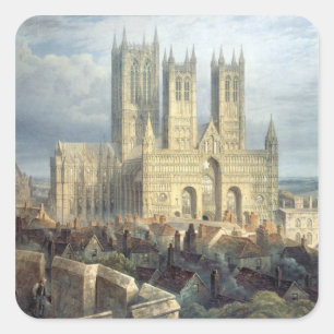 Pegatina Cuadrada Catedral de Lincoln del noroeste, c.1850