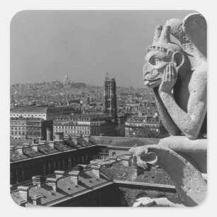 Pegatina Cuadrada Catedral de Notre Dame París Francia vintage pensa