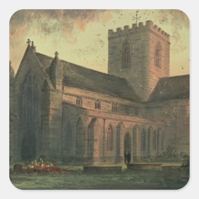 Pegatina Cuadrada Catedral de San Asaf, vista desde el sudoeste (Anverso)