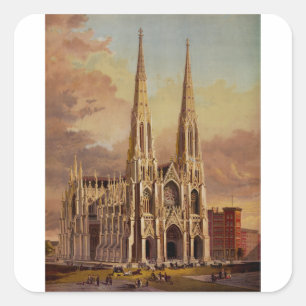 Pegatina Cuadrada Catedral de San Patricio en Midtown Manhattan