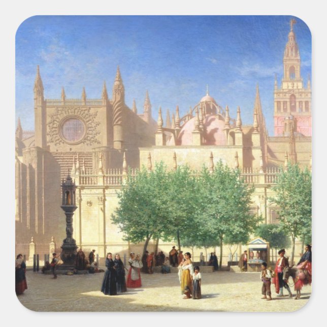 Pegatina Cuadrada Catedral de Sevilla (Anverso)