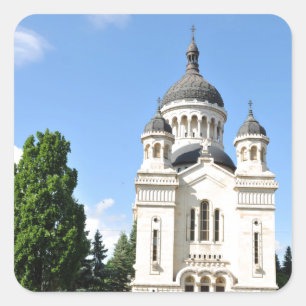 Pegatina Cuadrada Catedral ortodoxa en Cluj Napoca, Rumania
