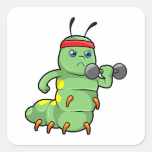 Pegatina Cuadrada Caterpillar en entrenamiento de fuerza con Dumbbel