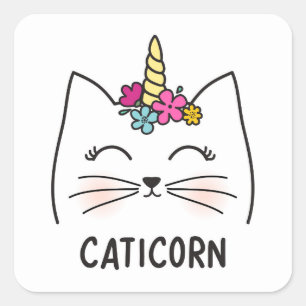 Pegatina Cuadrada Caticorn
