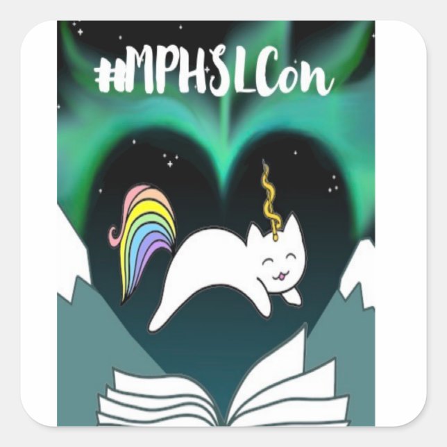 Pegatina Cuadrada Caticorn De HLABC (Anverso)