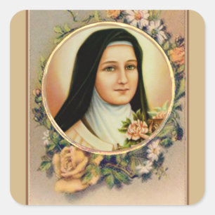 Pegatina Cuadrada Católica Sta. Teresita la Florcita
