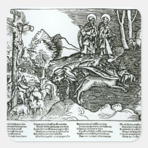 Pegatina Cuadrada Catolicismo romano y Lutheranism puestos en