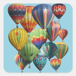 Pegatina Cuadrada Catorce globos aerostáticos se apiñan sobre un cie