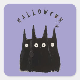 Pegatina Cuadrada Cats and Halloween, personalized