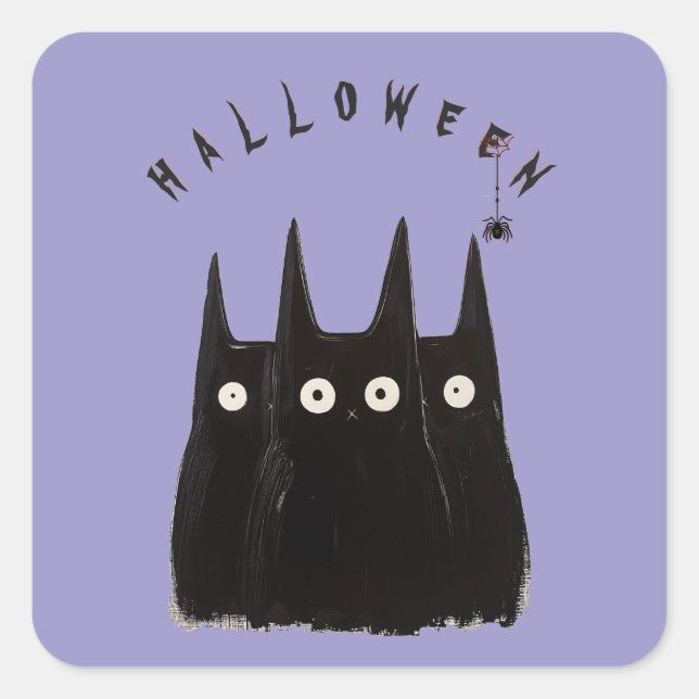 Pegatina Cuadrada Cats and Halloween, personalized (Anverso)