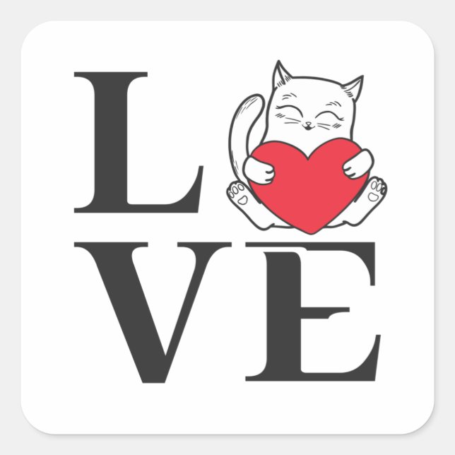 Pegatina Cuadrada Cats de amor (Anverso)