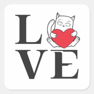Pegatina Cuadrada Cats de amor