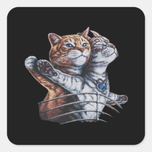 Pegatina Cuadrada Cats Titanic Camiseta graciosa, todo de mujeres ma