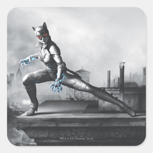 Pegatina Cuadrada Catwoman - Lightning (Anverso)
