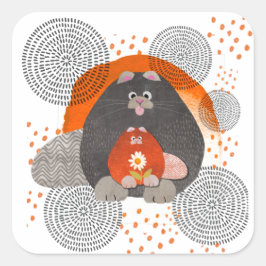 Pegatina Cuadrada CATZ PAJAMAZ pegatinas de 2 tamaños