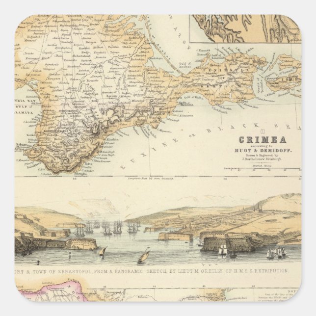 Pegatina Cuadrada Cáucaso y Crimea (Anverso)