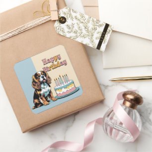 Pegatina Cuadrada Cavalier King Charles Spaniel Colorful