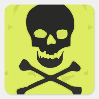 Pegatina Cuadrada Caveira amarela