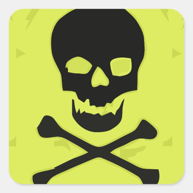 Pegatina Cuadrada Caveira amarela (Anverso)