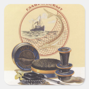 Pegatina Cuadrada Caviar negro