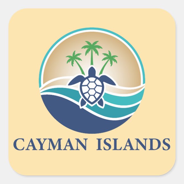 Pegatina Cuadrada Cayman Islands Caribbean (Anverso)