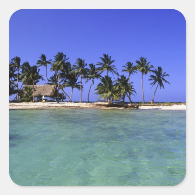 Pegatina Cuadrada Cayo Ranguana, Belice (Anverso)