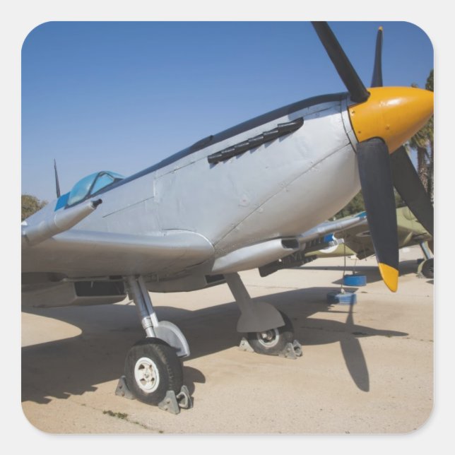 Pegatina Cuadrada Caza de combate Spitfire de fabricación británica (Anverso)
