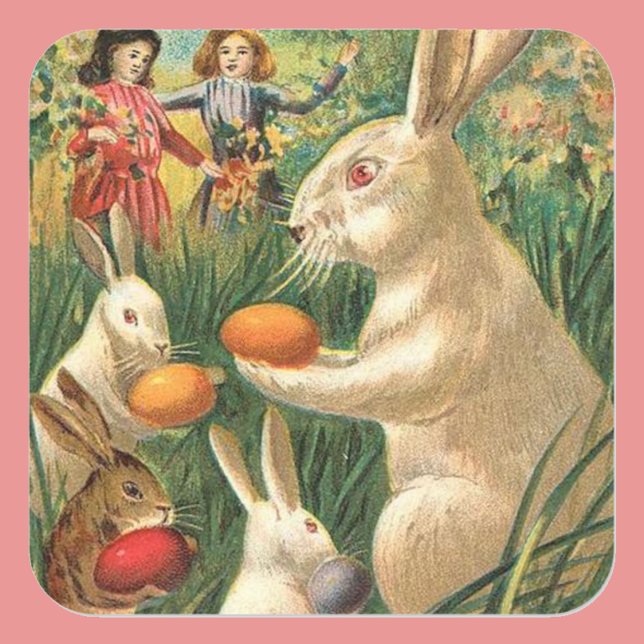 Pegatina Cuadrada Caza de huevos de Pascua (Subido por el creador)