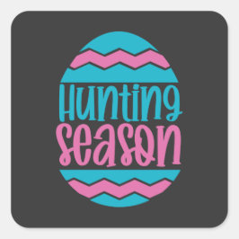 Pegatina Cuadrada Caza de huevos de Pascua. Celebrar