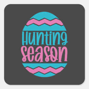 Pegatina Cuadrada Caza de huevos de Pascua. Celebrar