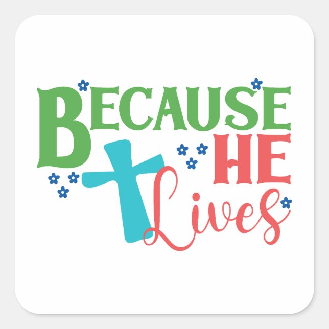 Pegatina Cuadrada ¡Caza de huevos de Pascua! Santo (Anverso)