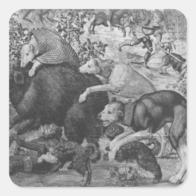 Pegatina Cuadrada Caza de Maximilian, Capricornio (Anverso)