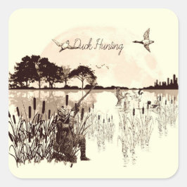 Pegatina Cuadrada Caza de pato