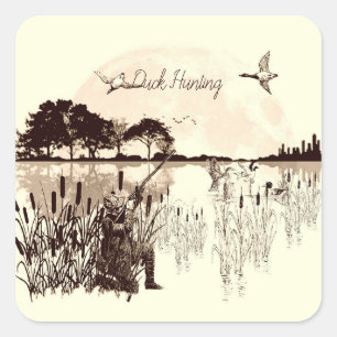 Pegatina Cuadrada Caza de pato