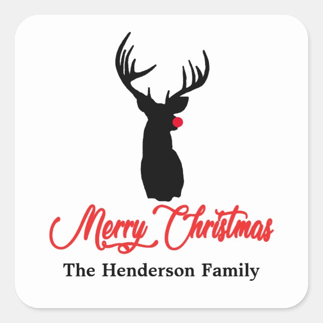 Pegatina Cuadrada Caza de renos por venados (Anverso)