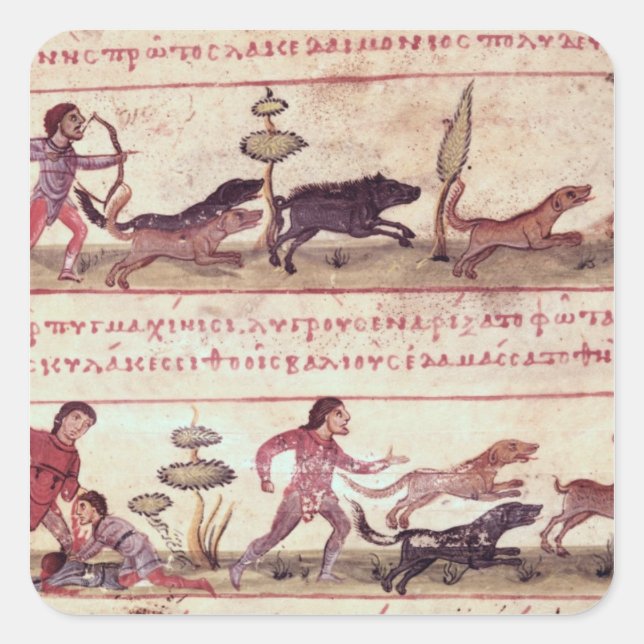 Pegatina Cuadrada Caza de venados (Anverso)