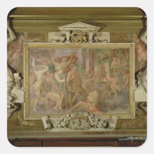 Pegatina Cuadrada Caza ignorancia, detalle del esquema decorativo