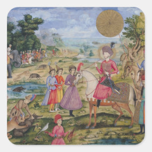 Pegatina Cuadrada Caza real, de Isfahán, Irán