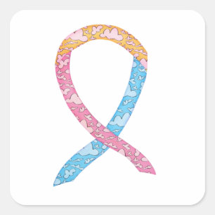Pegatina Cuadrada CDH Awareness Ribbon Personalizados Decretos Pegat