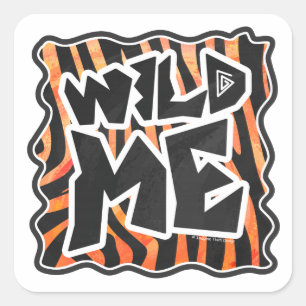 Pegatina Cuadrada Cebra de Black and Naranja Wild Me