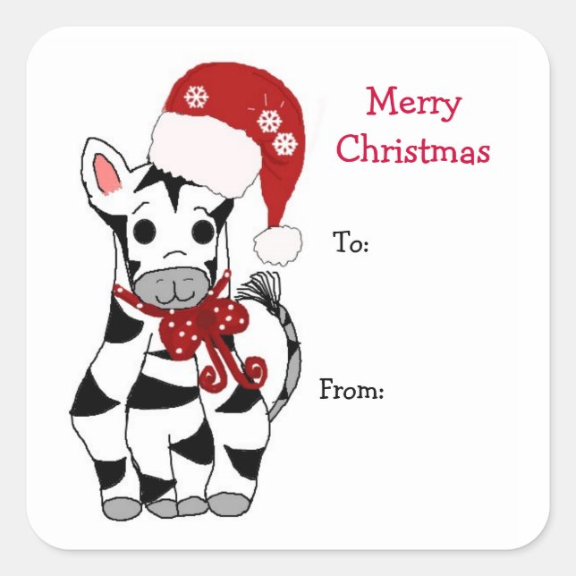 Pegatina Cuadrada Cebra decorada para las vacaciones (Anverso)