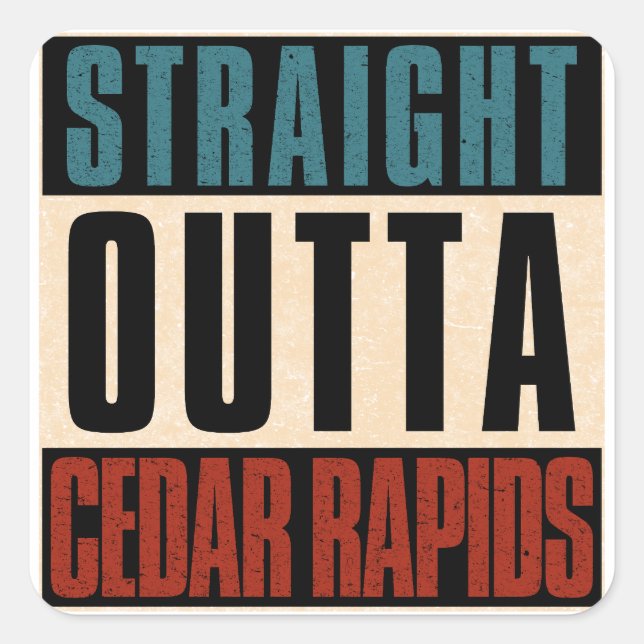 Pegatina Cuadrada Cedar Rapids Iowa IA (Anverso)