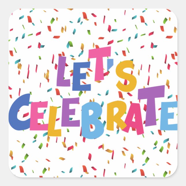 Pegatina Cuadrada Celebración (Anverso)