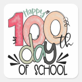 Pegatina Cuadrada celebración de 100 días de escuela