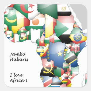 Pegatina Cuadrada Celebración de África en el diseño de banderas