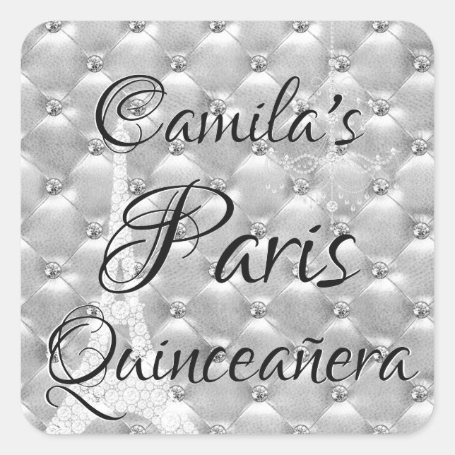 Pegatina Cuadrada Celebración de la Quinceañera en París (Anverso)