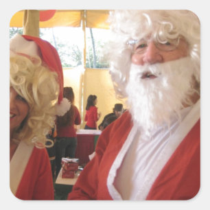 Pegatina Cuadrada Celebración de los Navidades de Santa y Claus - Fe
