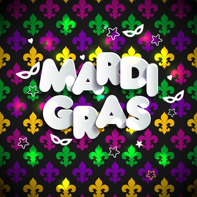 Pegatina Cuadrada Celebración de Mardi Gras (Subido por el creador)