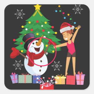 Pegatina Cuadrada Celebración de Navidad de Gimnasia Rítmica