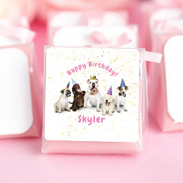 Pegatina Cuadrada Celebración de Perro de Cumpleaños del mascota | R